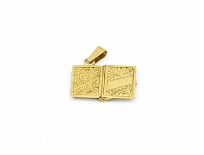 Zlatý přívěšek medailonek knížka – otevřený, pohled na vzor