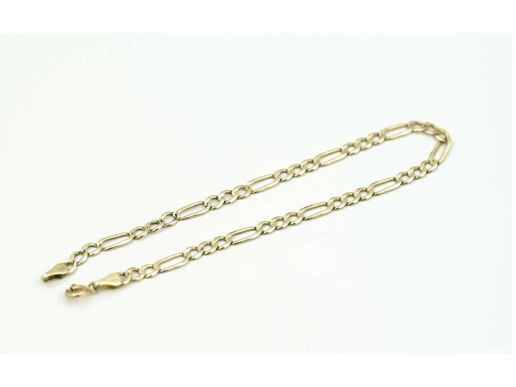 Zlatý náramek, vzor figaro.