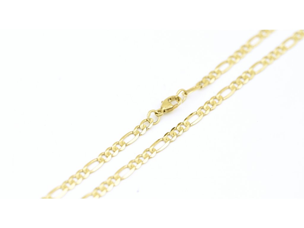 Zlatý řetízek figaro – detail článků a zapínání