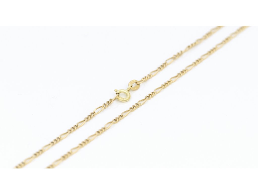 Zlatý řetízek, vzor figaro.