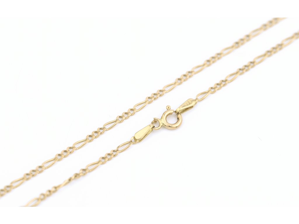 Zlatý řetízek, vzor figaro.