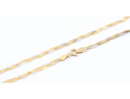 Zlatý řetízek, kombinované zlato, pletený vzor.