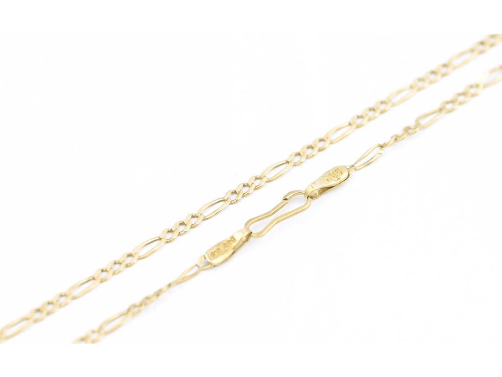 Zlatý řetízek, vzor figaro.