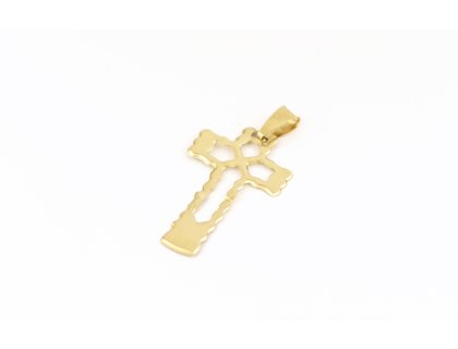 Zlatý přívěšek, prořezaný křížek.