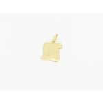 Zlatý přívěšek, písmeno I na pergamenu.