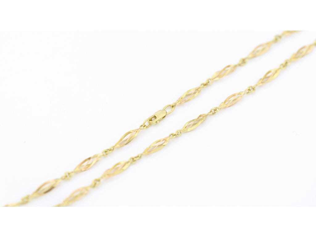 Zlatý řetízek, spirály v kombinaci s červeným zlatem.