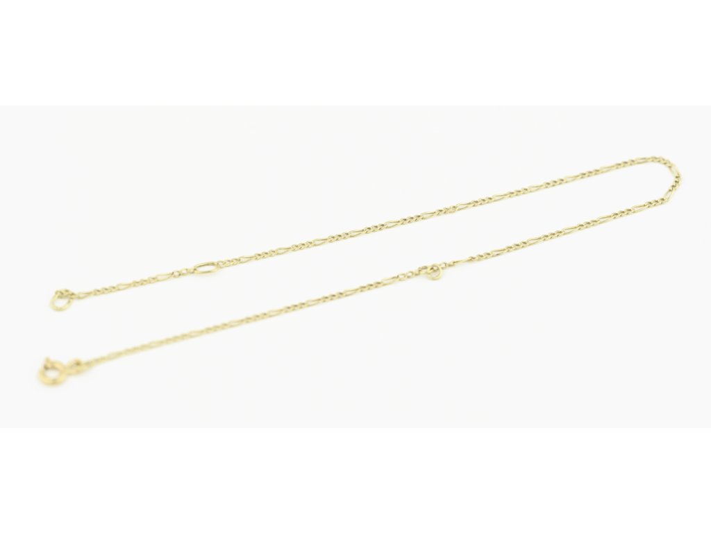 Zlatý náramek figaro s očky na přívěsky