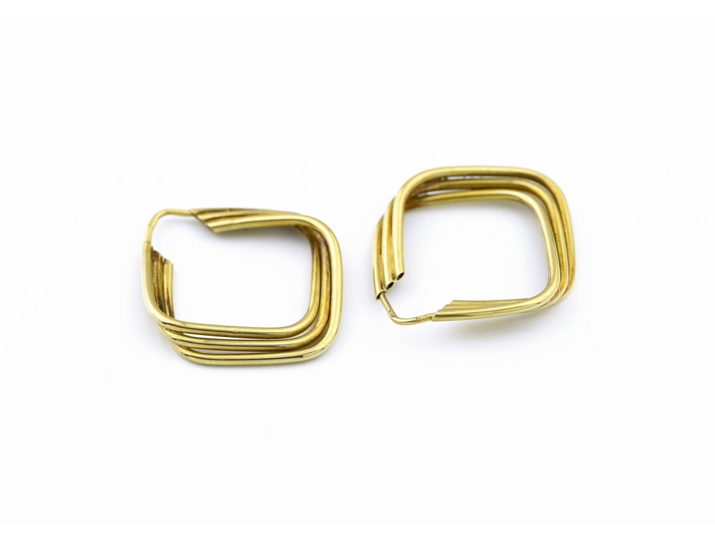 Zlaté čtvercové náušnice vrstvené