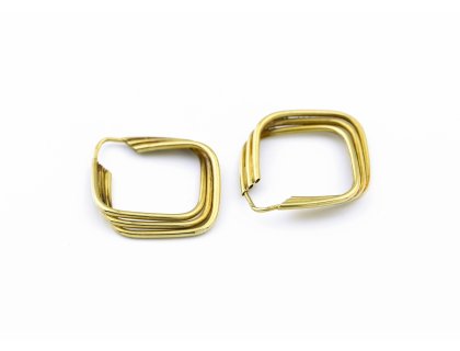 Zlaté čtvercové náušnice vrstvené