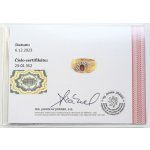 Certifikát CGL ke zlatému prstenu s rubínem