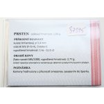 Certifikát prstenu – zadní strana s parametry