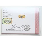 Certifikát zlatého prstenu s diamanty